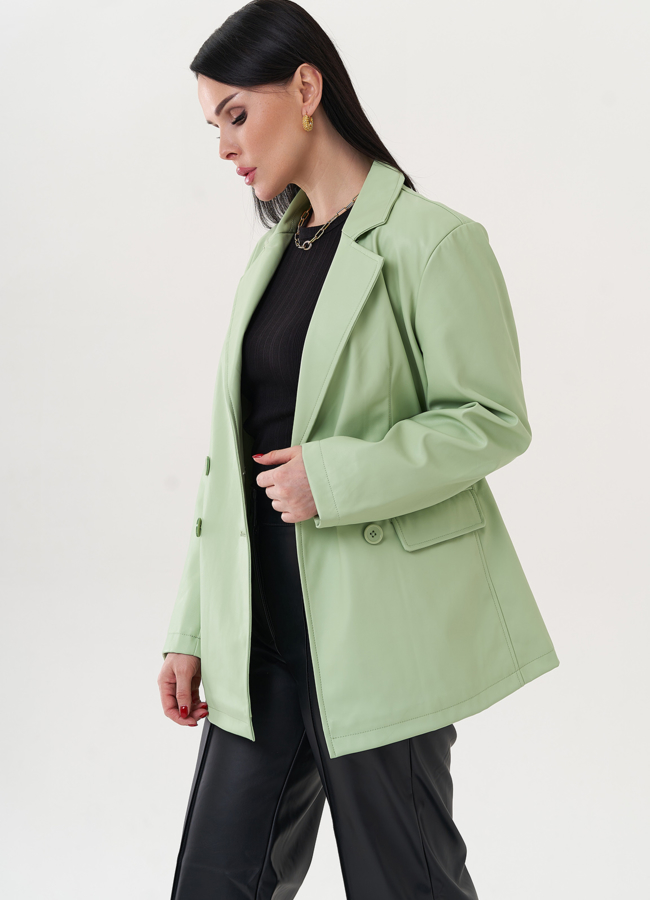 Пиджак из эко кожи с английским воротником модель № 26744 универмаг малина