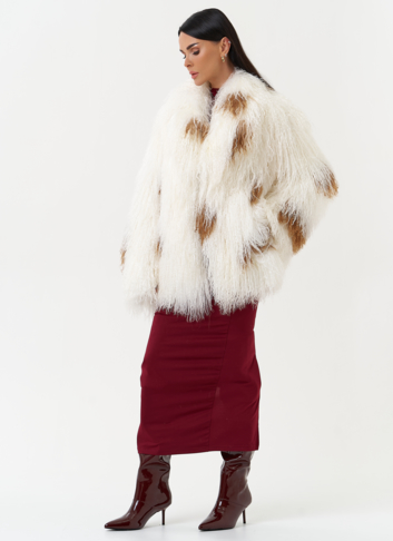 Женская шуба из меха ламы