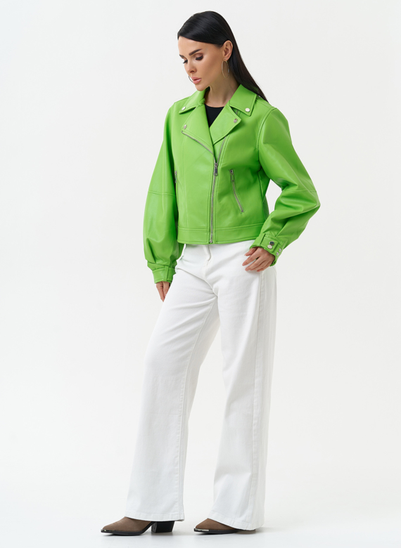 Куртка косуха из эко кожи зеленого цвета