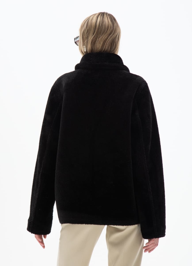 Женская двухсторонняя дубленка из эко кожи с английским воротником модель № 31868 универмаг малина