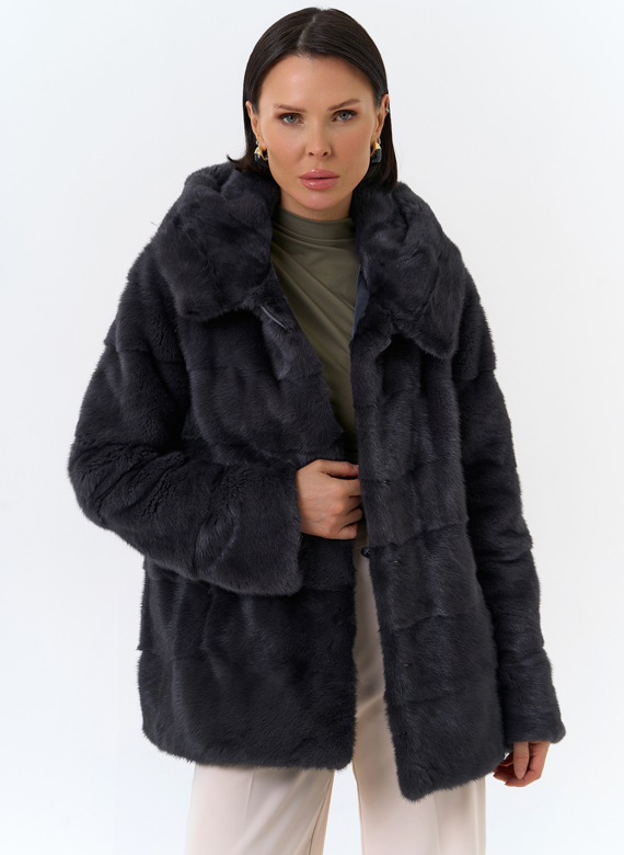 Куртка из меха норки с капюшоном