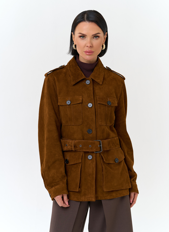Куртка - сафари женская из натуральной замши