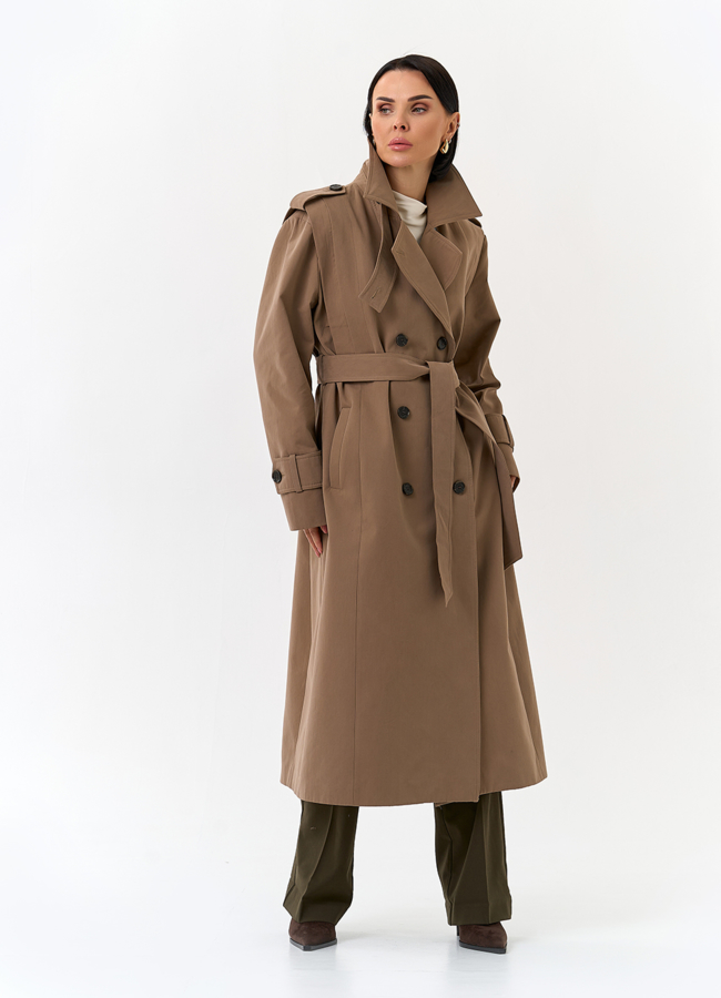 Женский длинный плащ с поясом модель № 32561 универмаг малина