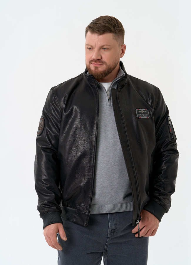 Мужская куртка бомбер из натуральной кожи модель № 32865 универмаг малина