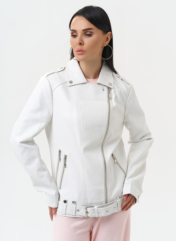 Куртка косуха из эко кожи белого цвета