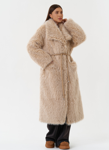 Длинная эко шуба под овчину