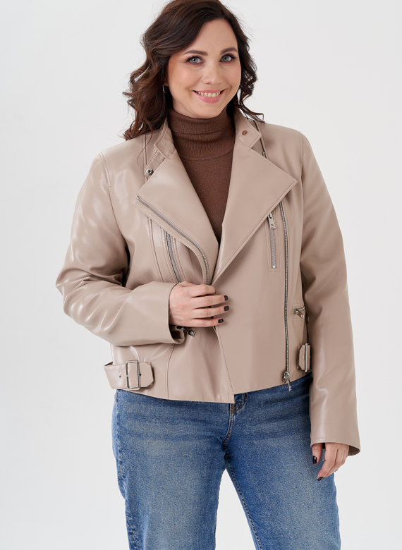 Светлая куртка из эко кожи 