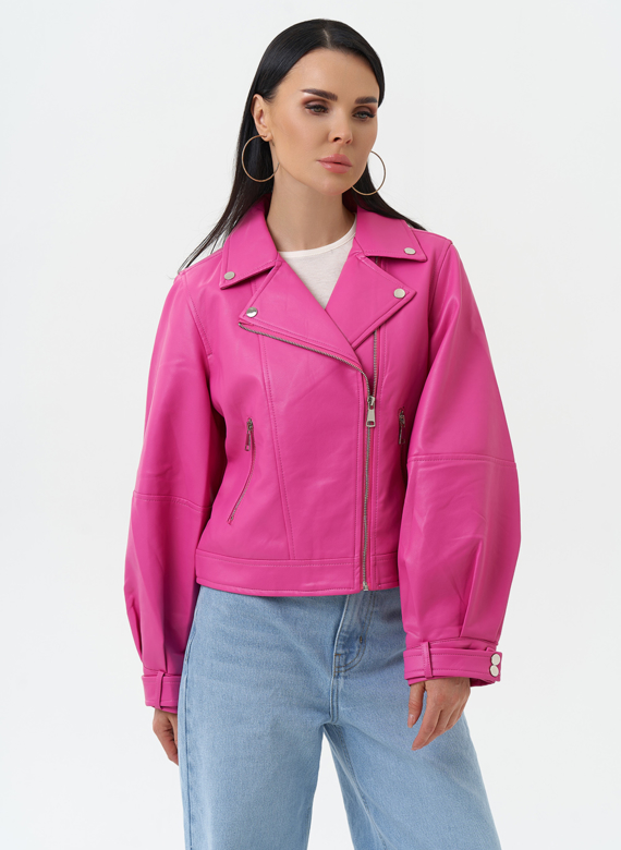 Куртка косуха из эко кожи розового цвета