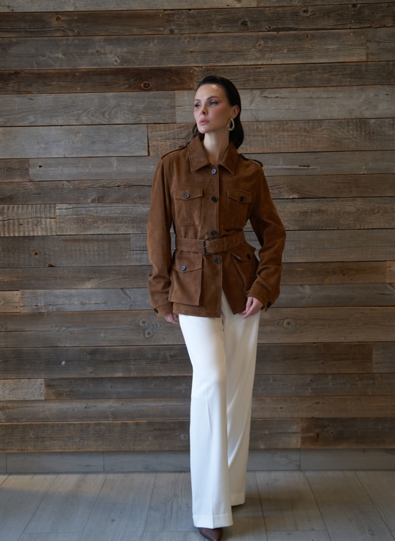 Куртка - сафари женская из натуральной замши