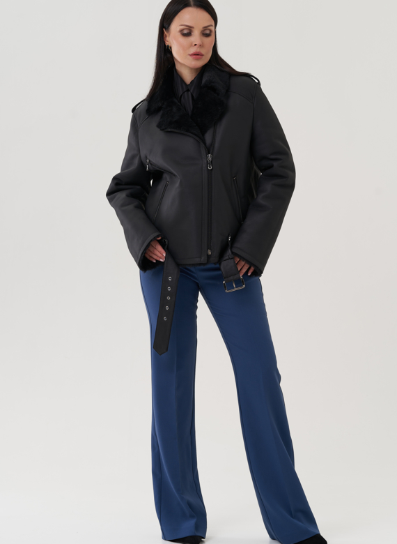 Женская дубленка черного цвета