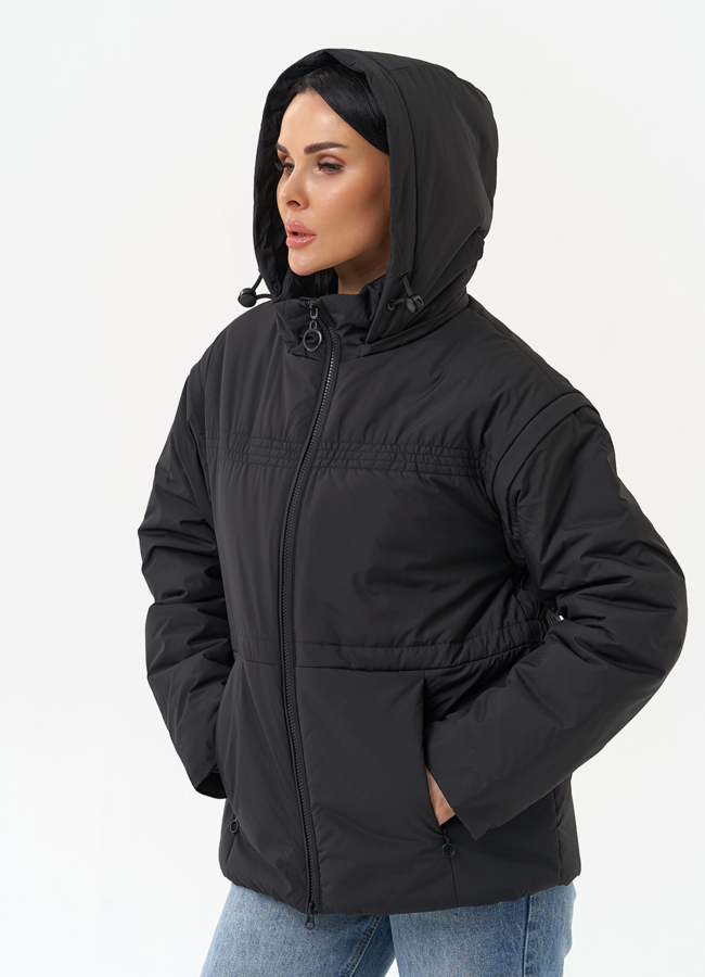 Женская утепленная куртка со съемными рукавами модель № 30011 универмаг малина