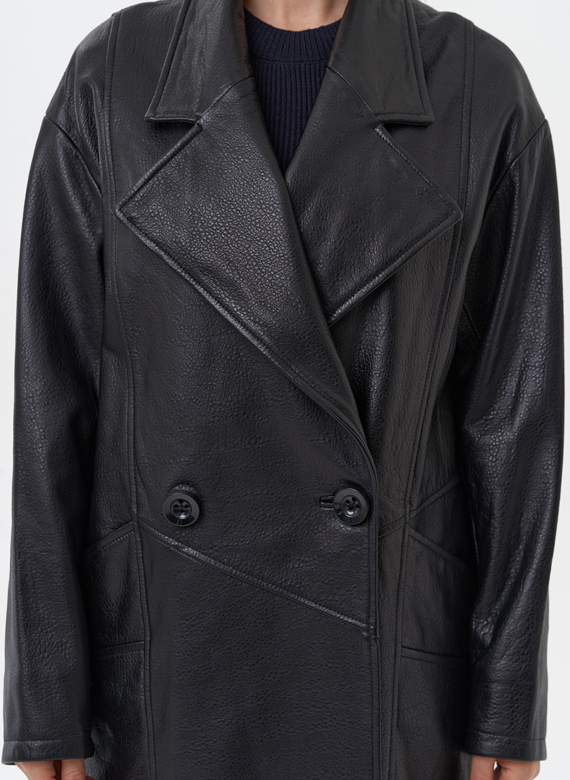 Плащ женский длинный из натуральной кожи