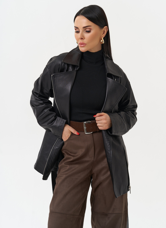 Куртка из натуральной кожи с поясом