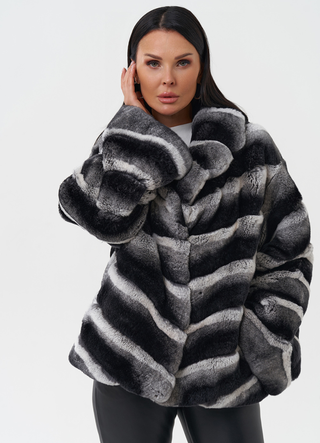 Женская шуба из меха кролика модель № 111 универмаг малина