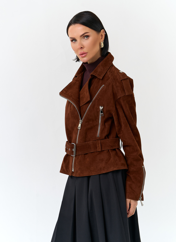 Куртка из натуральной замши с поясом