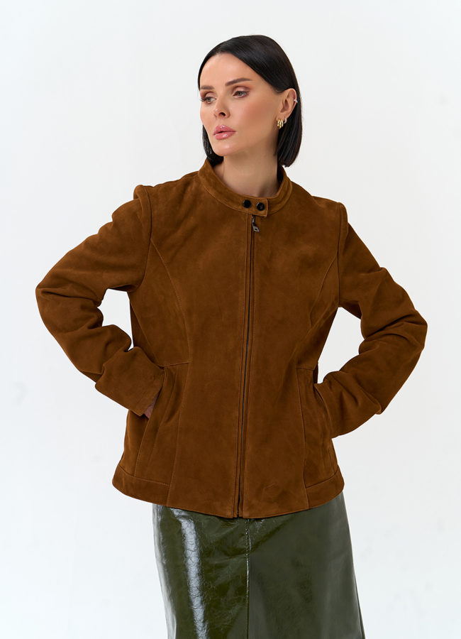 Женская куртка мото из натуральной замши модель № 33140 универмаг малина