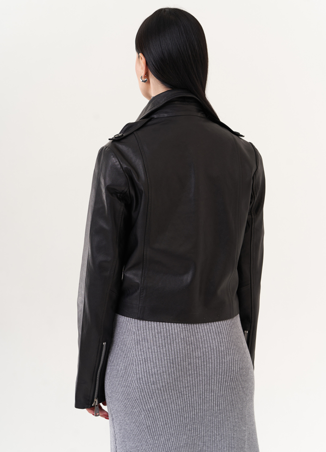 Укороченная куртка из натуральной кожи модель № 26895 универмаг малина