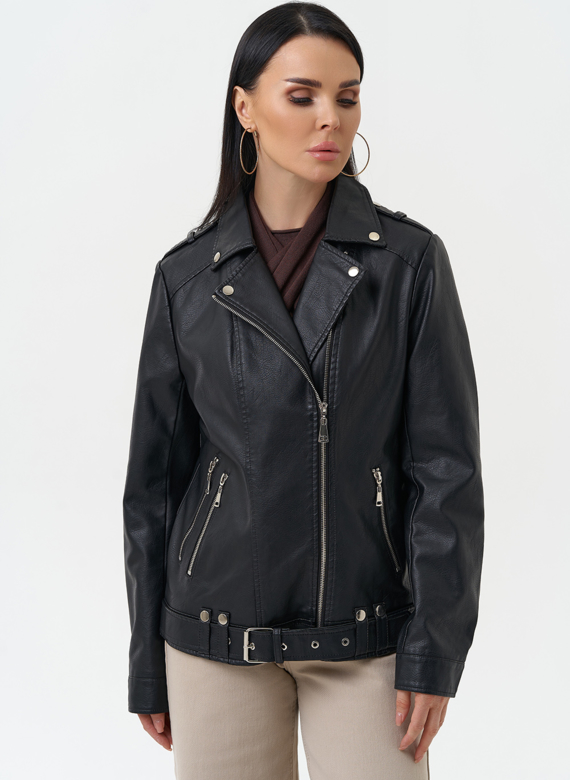 Куртка косуха из эко кожи черного цвета