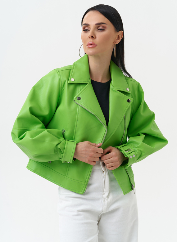 Куртка косуха из эко кожи зеленого цвета