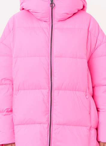 Женский яркий пуховик с капюшоном
