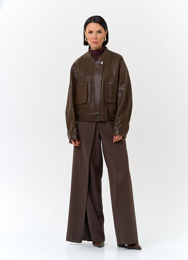 Женская куртка бомбер из натуральной кожи модель № 32749 в рассрочку