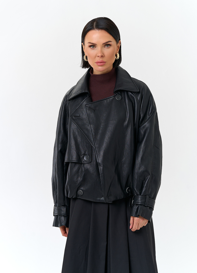 Женская утепленная куртка из эко кожи модель № 32842 универмаг малина