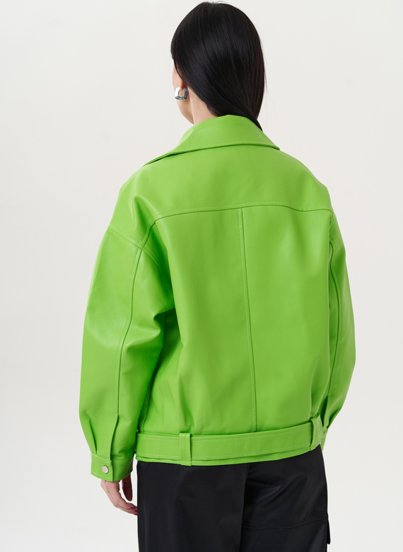Куртка из эко кожи зеленого цвета