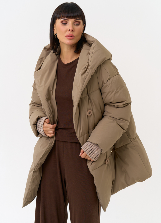 Женский пуховик с акцентными пуговицами модель № 31518 универмаг малина