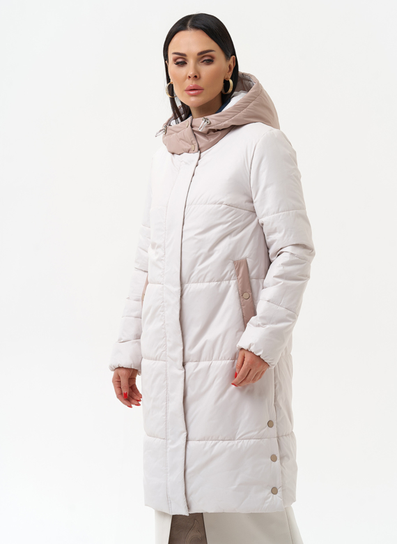 Женское утепленное полупальто с капюшоном