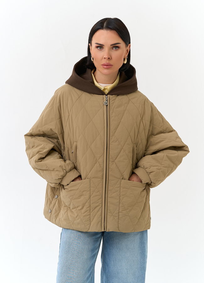 Женская куртка с трикотажным капюшоном модель № 32838 универмаг малина