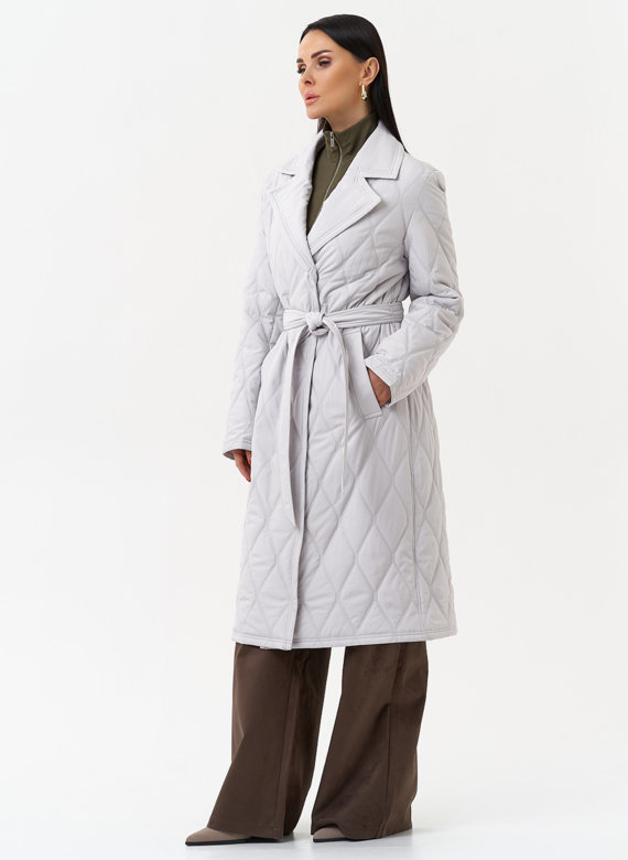 Женское утепленное пальто с английским воротником