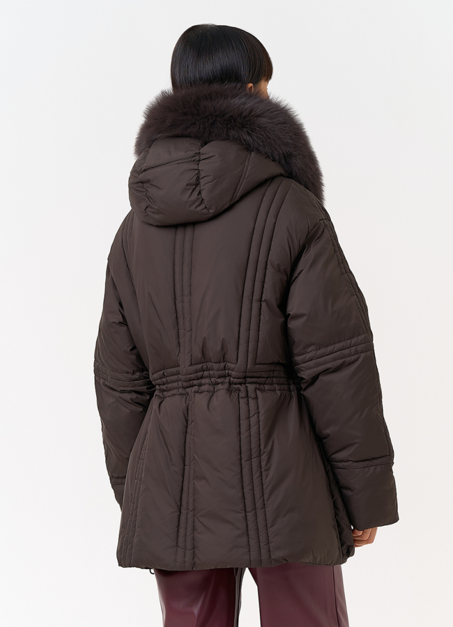 Женский пуховик с капюшоном из меха песца модель № 31615 в кредит