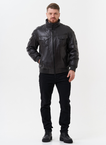 Мужской пуховик из натуральной кожи 