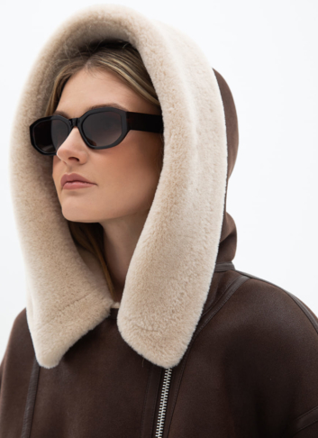 Женская удлиненная дубленка из эко кожи