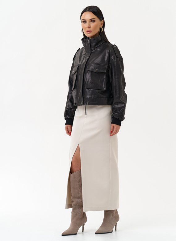 Женская куртка бомбер из натуральной кожи