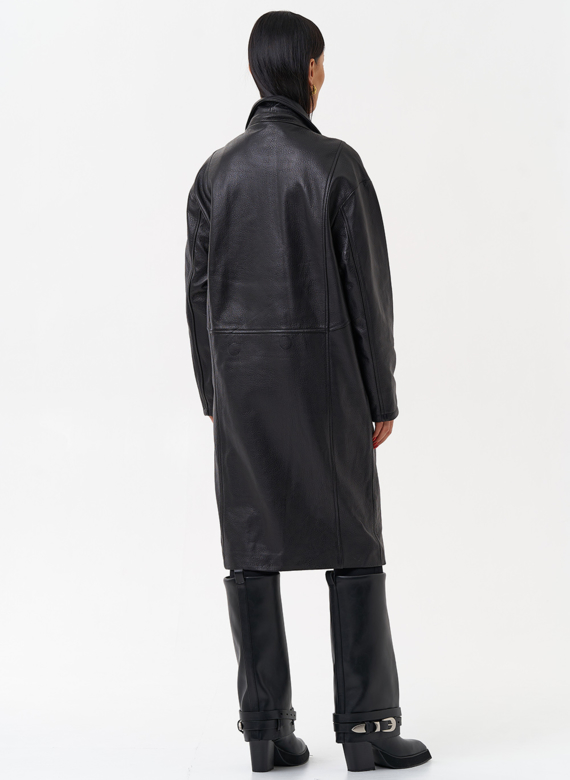 Плащ женский длинный из натуральной кожи