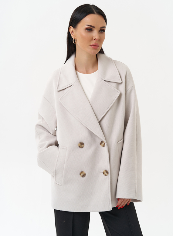 Укороченное двубортное пальто