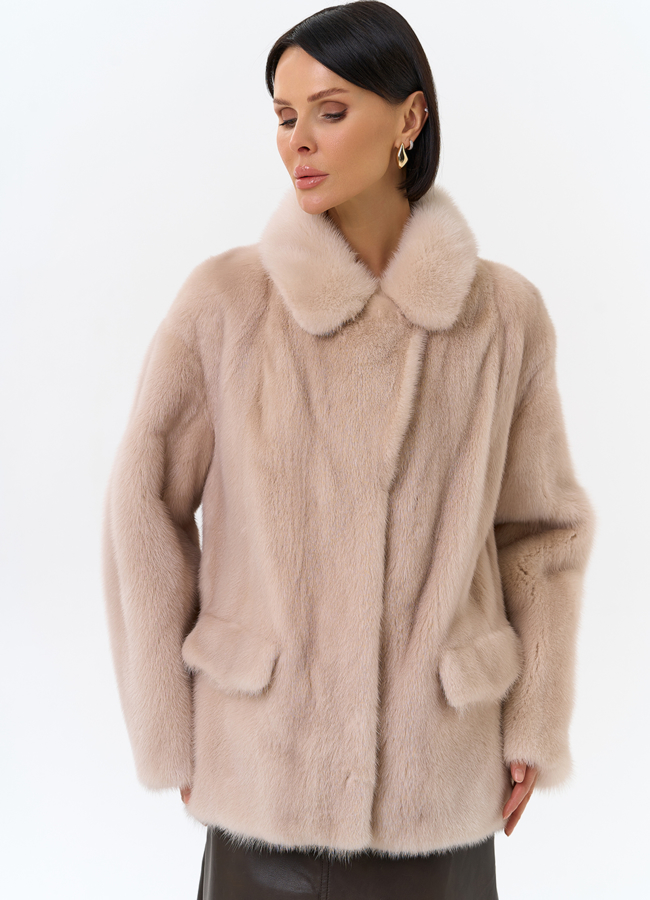 Шуба из меха норки с английским воротником модель № 31830 универмаг малина