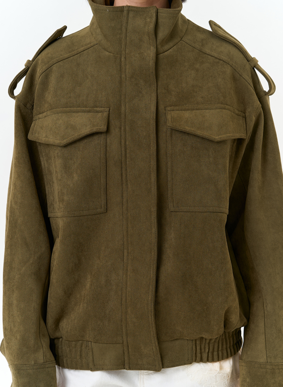 Женская куртка бомбер из эко замши