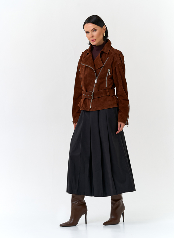 Куртка из натуральной замши с поясом