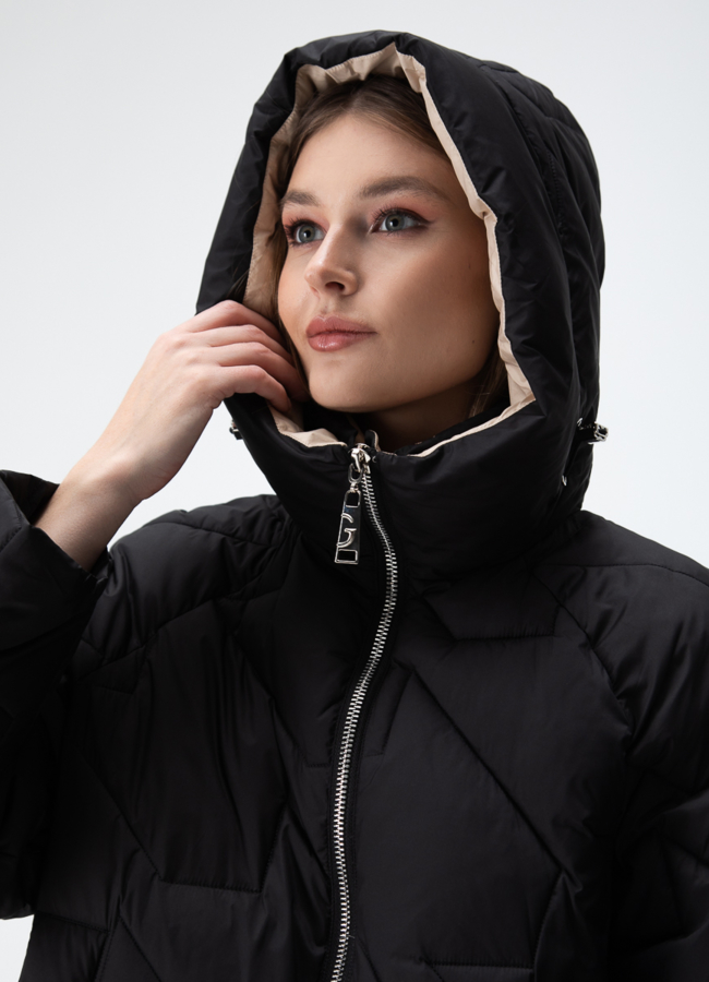 Женский пуховик с капюшоном  модель № 28388 универмаг малина