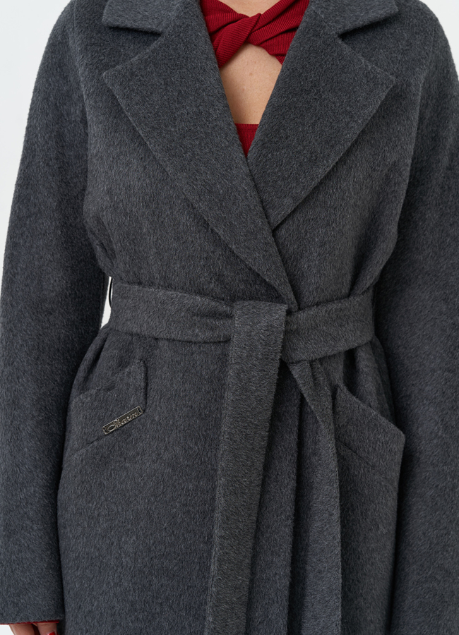 Длинное женское пальто с английским воротником модель № 29896 универмаг малина