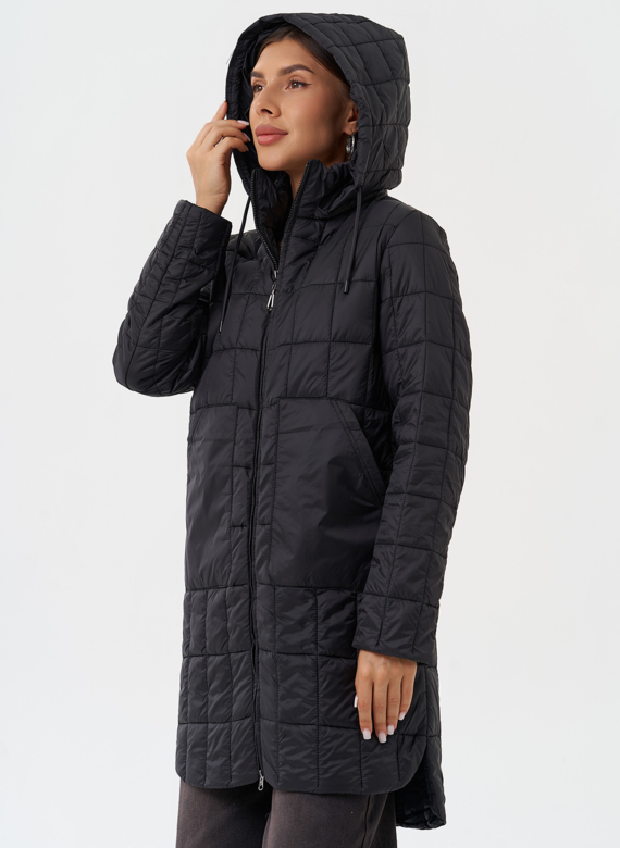 Стеганое пальто с капюшоном