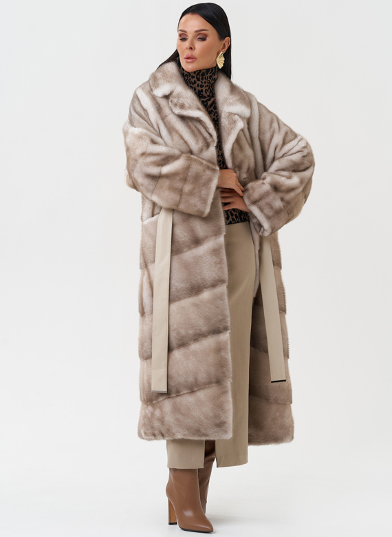 Длинная шуба из меха норки