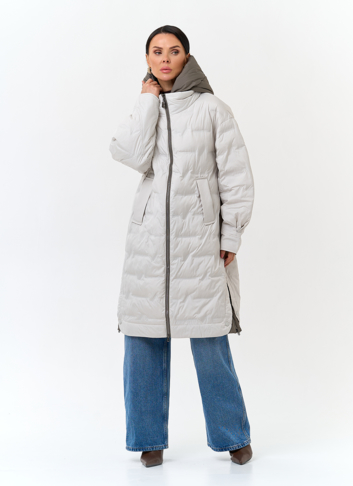 Женское утепленное пальто с капюшоном