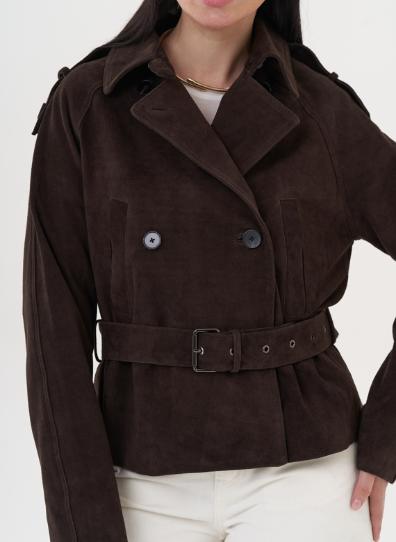 Куртка из замши с ремнем