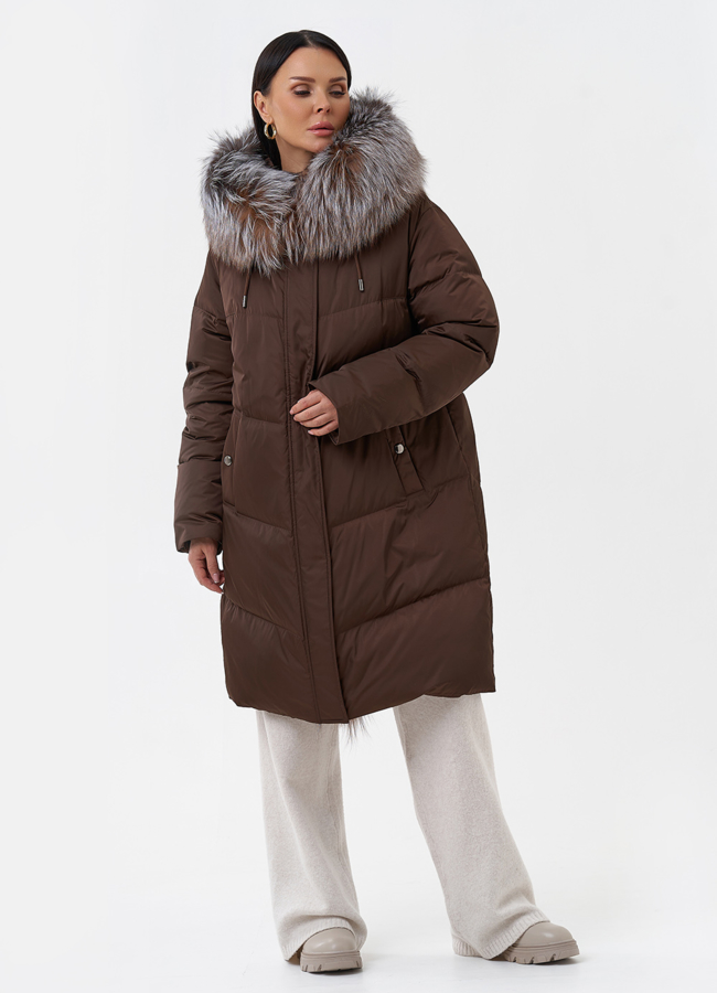 Пуховик с отделкой из меха блюфрост модель № 29357 универмаг малина