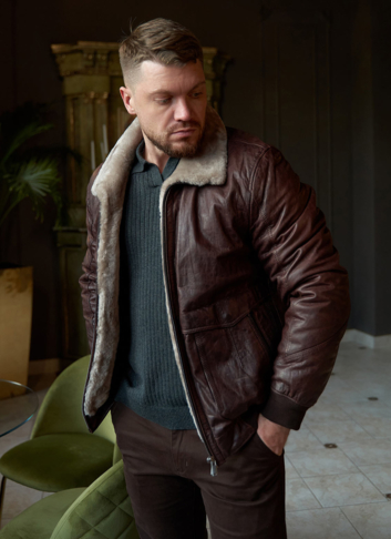 Утепленная куртка из натуральной кожи