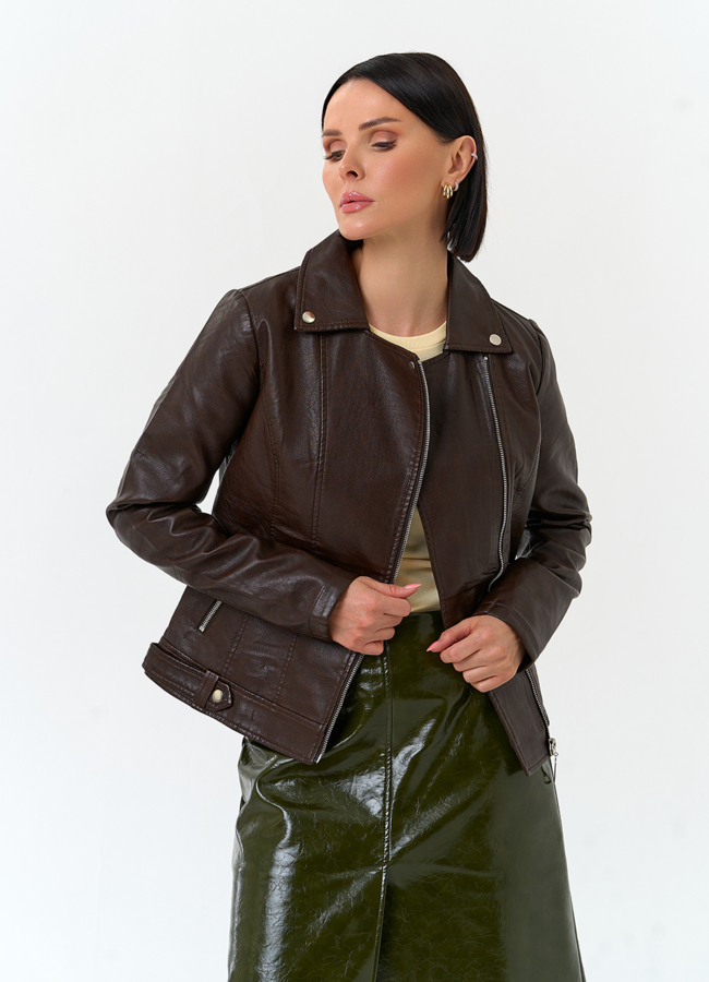 Женская куртка косуха из эко кожи модель № 33156 в кредит