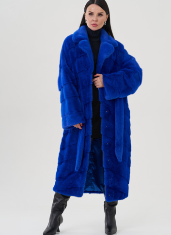 Шуба из норки синего цвета